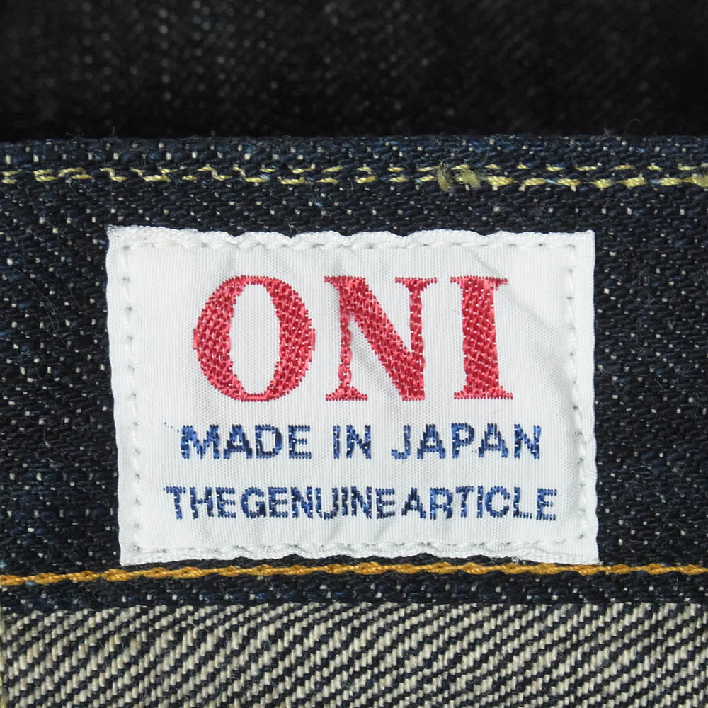 ONI DENIM 鬼デニム ONI200-GC15 15oz グリーン キャスト デニム ワイド ストレート ジーンズ ボタンフライ デニムパンツ インディゴブルー系 32【極上美品】【中古】