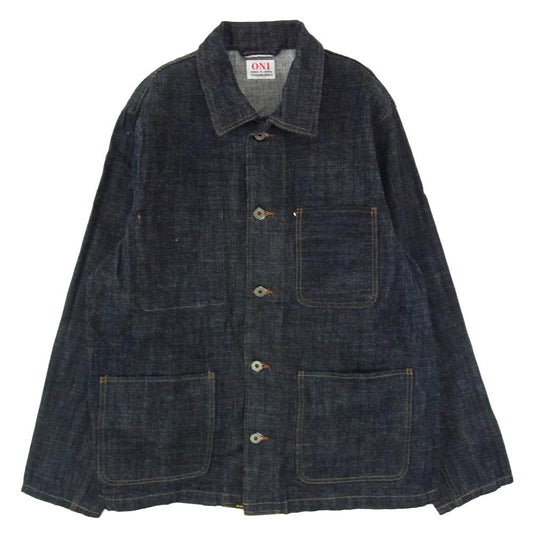 ONI DENIM 鬼デニム ONI-03502N-LS13.5 13.5oz ロング スラブ デニム カバーオール ジャケット インディゴブルー系 44【極上美品】【中古】