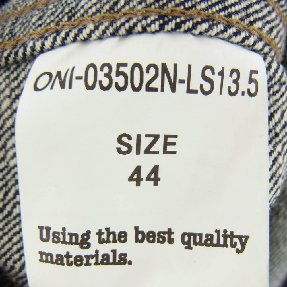 ONI DENIM 鬼デニム ONI-03502N-LS13.5 13.5oz ロング スラブ デニム カバーオール ジャケット インディゴブルー系 44【極上美品】【中古】