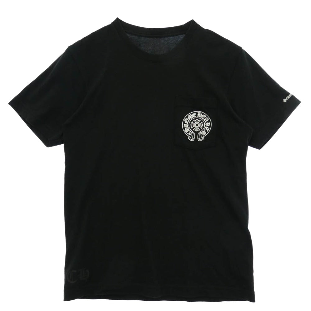 CHROME HEARTS クロムハーツ（原本無） USA製 Horseshoe Tee ホースシュー プリント ポケット 半袖 Tシャツ カットソー ブラック M ブラック系 M【中古】