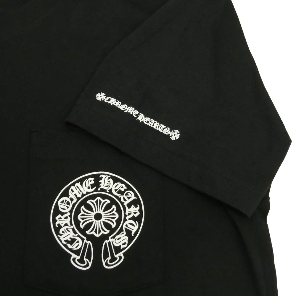CHROME HEARTS クロムハーツ（原本無） USA製 Horseshoe Tee ホースシュー プリント ポケット 半袖 Tシャツ カットソー ブラック M ブラック系 M【中古】