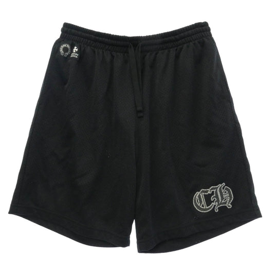 CHROME HEARTS クロムハーツ（原本無） USA製 MESH VARSITY SHORTS CHプリントメッシュハーフパンツ ブラック L ブラック系 L【美品】【中古】
