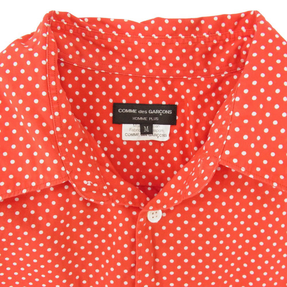 COMME des GARCONS HOMME PLUS コムデギャルソンオムプリュス 10ss PE-B043 パッチワークポケット ドット総柄 半袖 シャツ レッド系 M【中古】