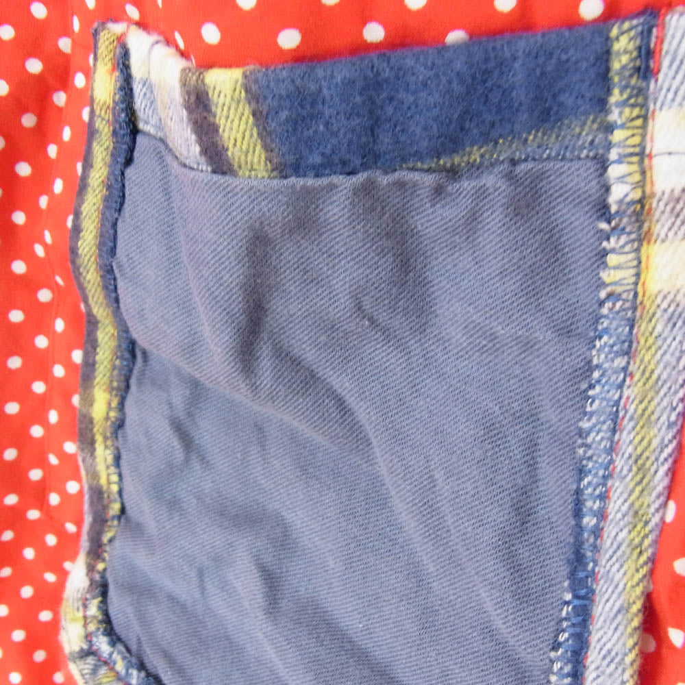 COMME des GARCONS HOMME PLUS コムデギャルソンオムプリュス 10ss PE-B043 パッチワークポケット ドット総柄 半袖 シャツ レッド系 M【中古】