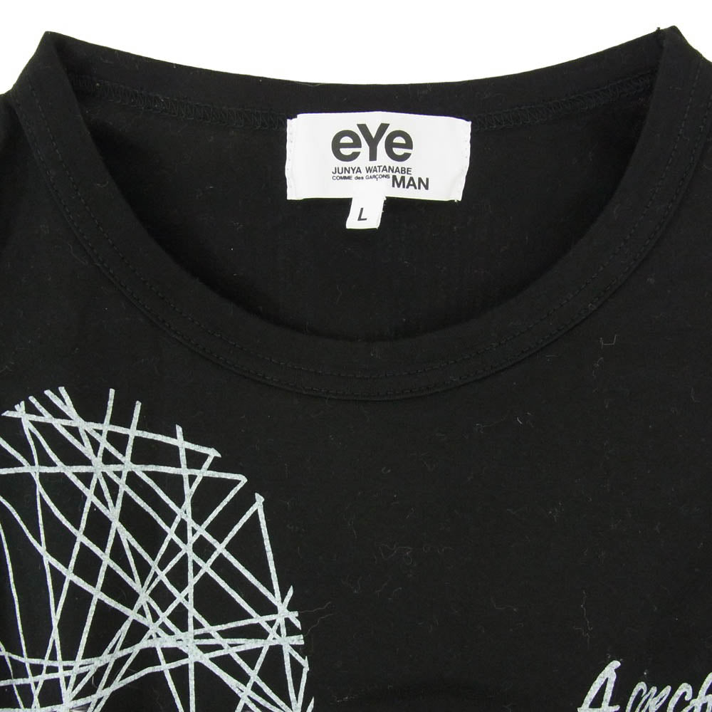 JUNYA WATANABE COMME des GARCONS MAN ジュンヤワタナベコムデギャルソンマン WM-T905 eYe アイ AD2013 グラフィック プリント 半袖 Tシャツ カットソー ブラック系 L【中古】