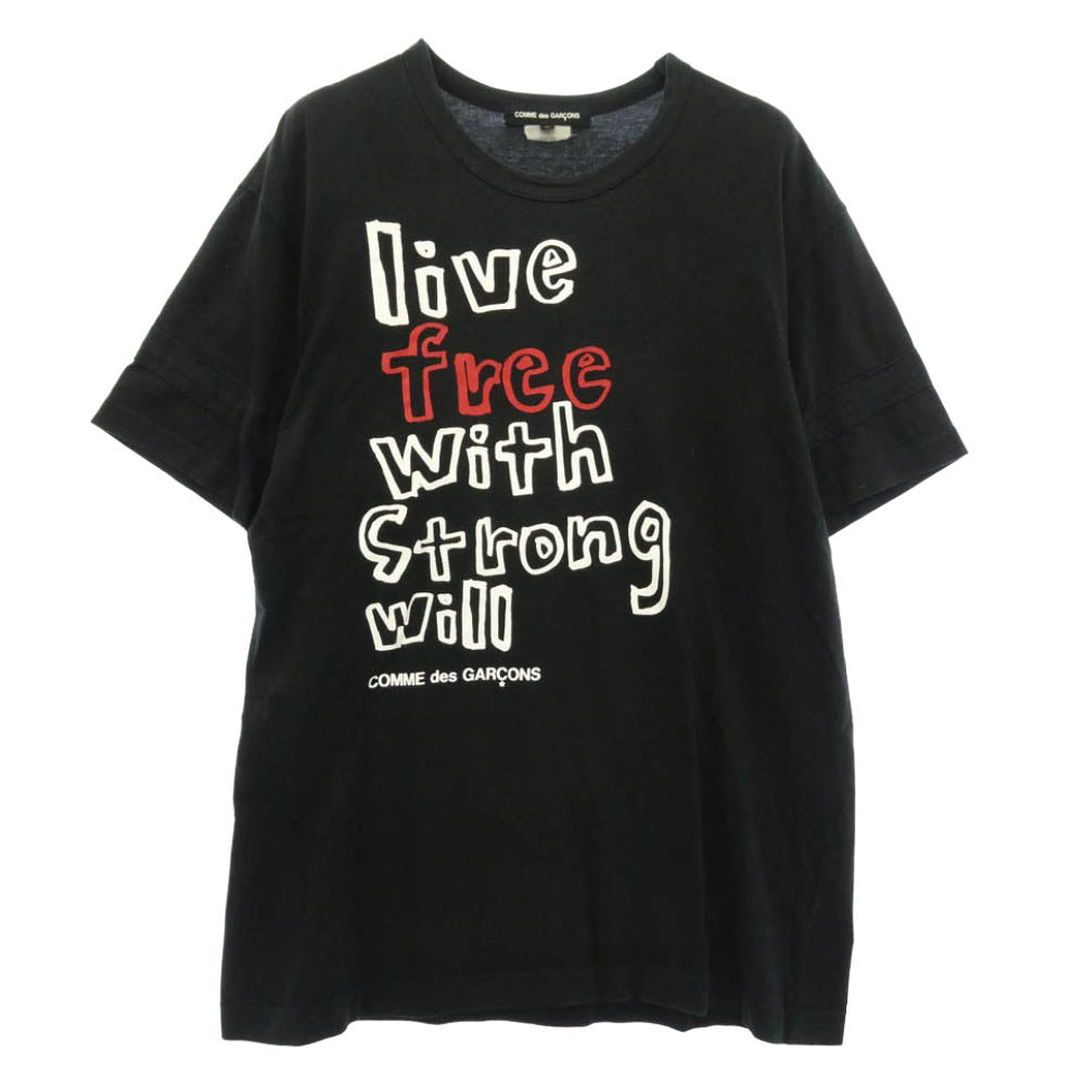 COMME des GARCONS コムデギャルソン live free with strong will 半袖 Tシャツ ブラック系 L【中古】