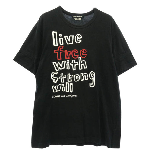 COMME des GARCONS コムデギャルソン live free with strong will 半袖 Tシャツ ブラック系 L【中古】