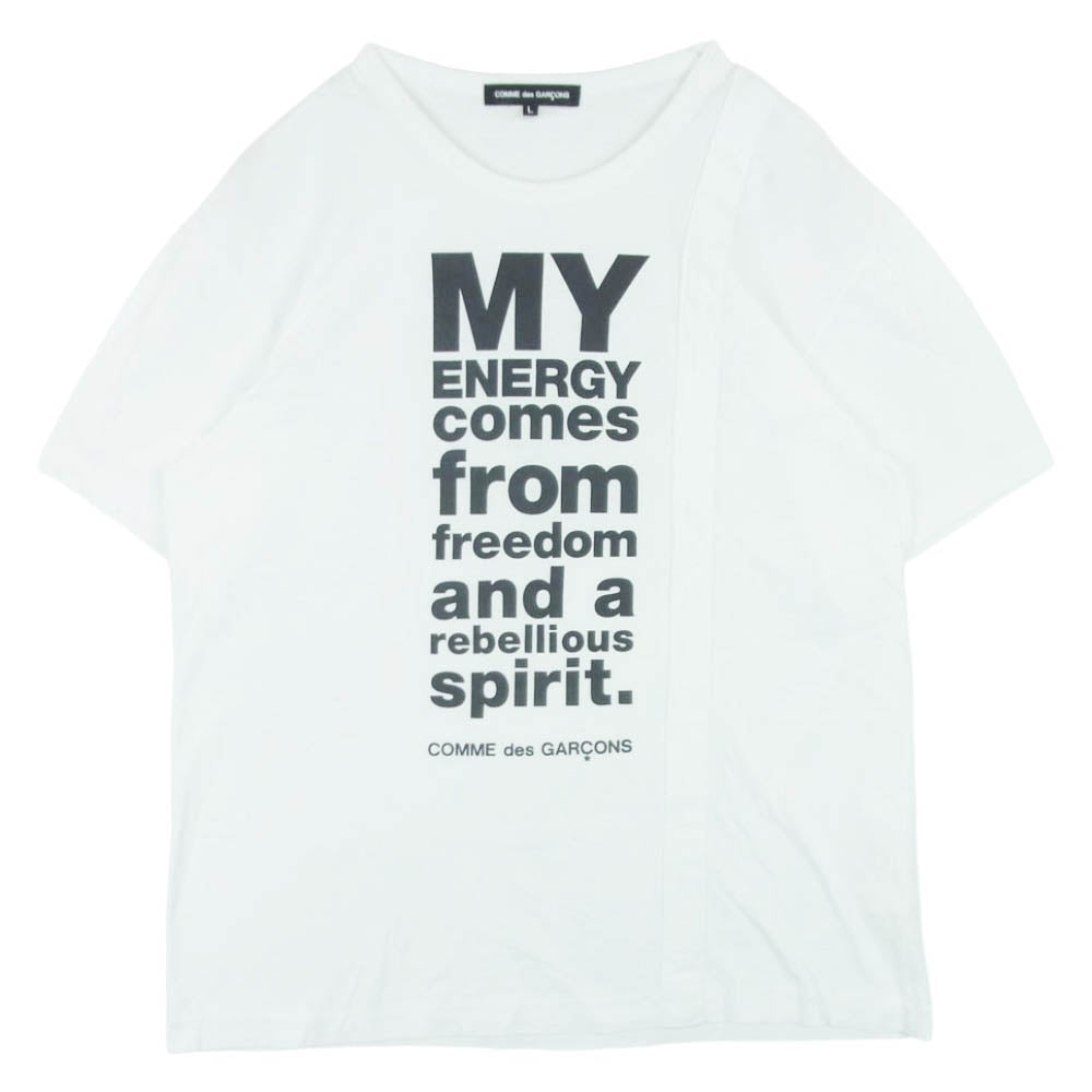 COMME des GARCONS コムデギャルソン MY ENERGY comes from freedom プリント 半袖 Tシャツ カットソー ホワイト系 L【中古】