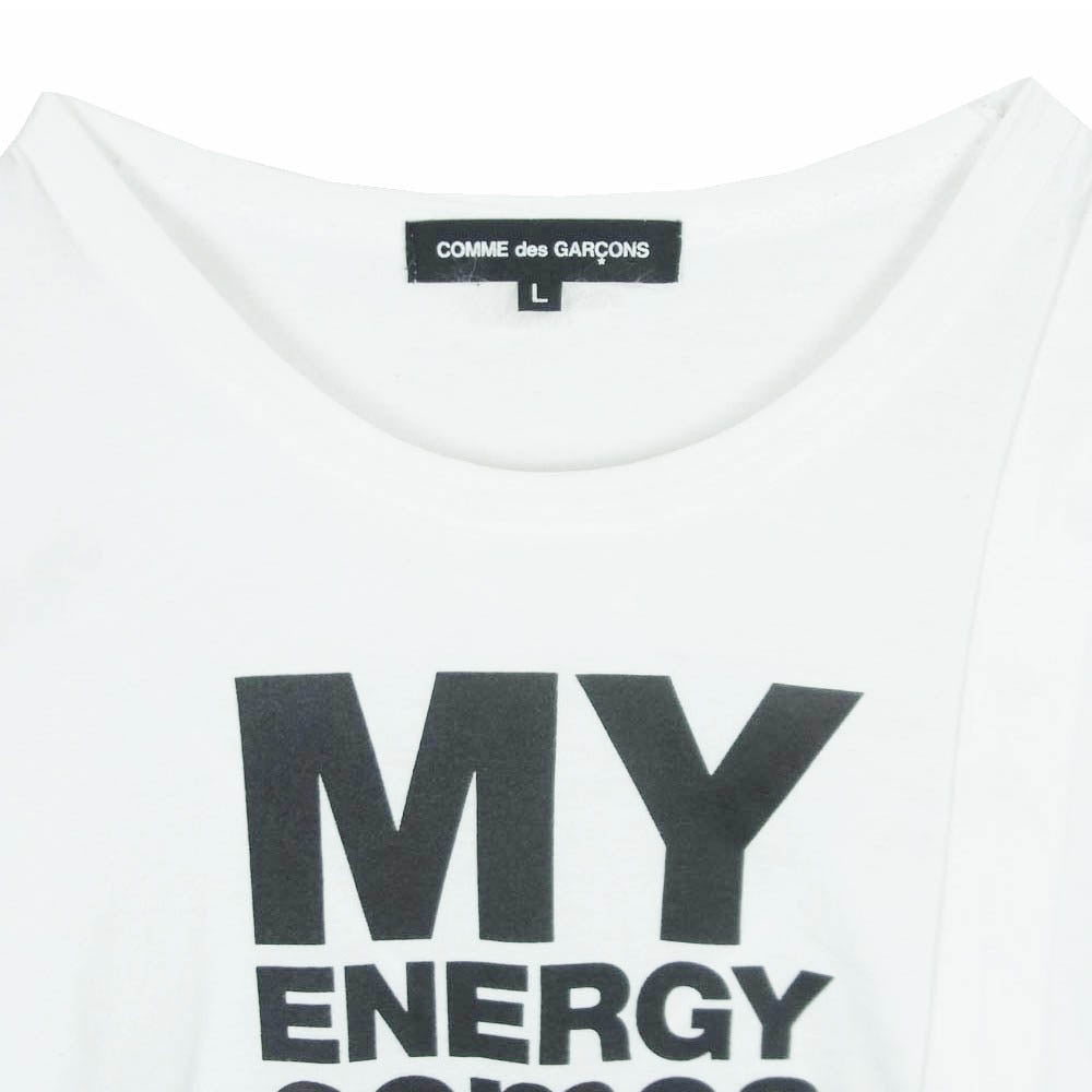 COMME des GARCONS コムデギャルソン MY ENERGY comes from freedom プリント 半袖 Tシャツ カットソー ホワイト系 L【中古】