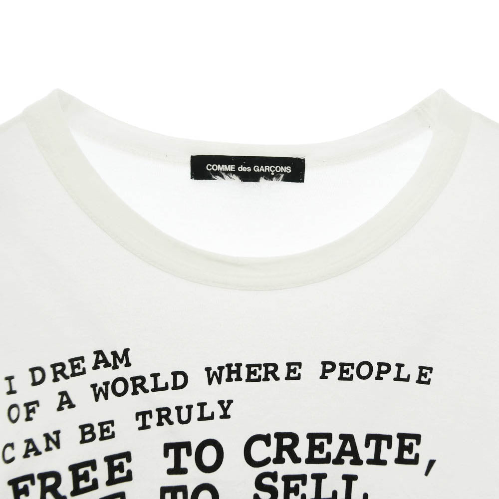 COMME des GARCONS コムデギャルソン 10SS PE-T062 DREAM LS TEE FREE TO CREATE 長袖 カットソー ロングスリーブ Tシャツ ホワイト系 L【中古】