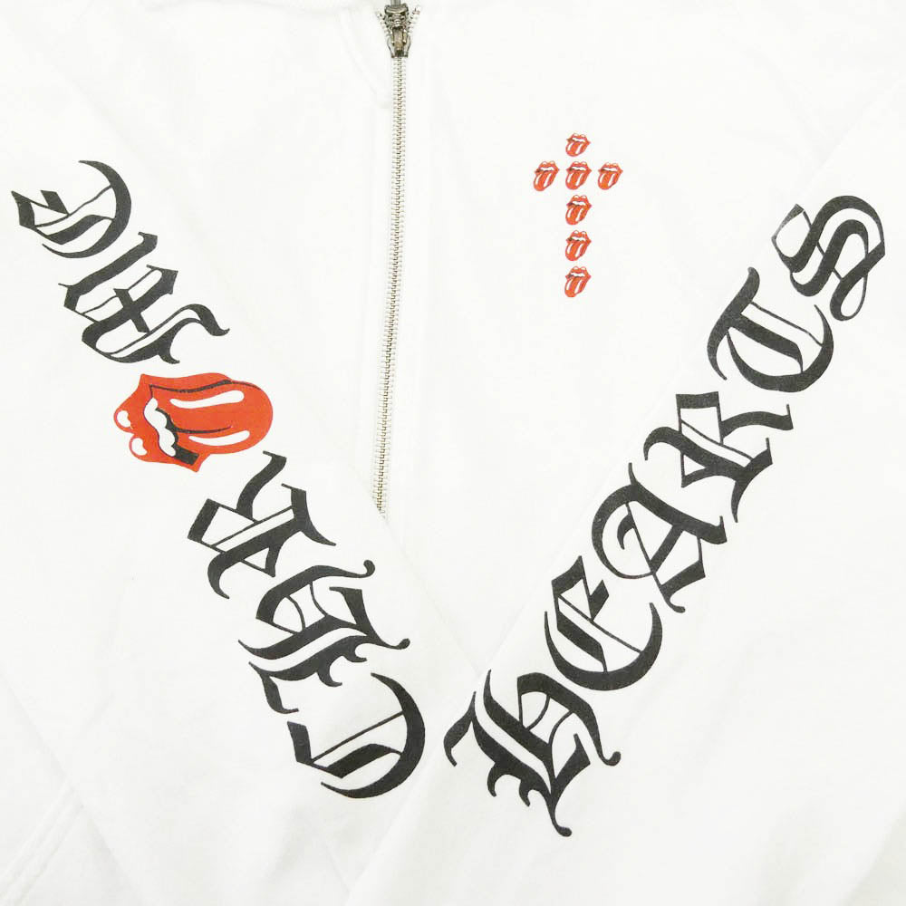 CHROME HEARTS クロムハーツ（原本無） The Rolling Stones ザローリングストーンズ Lip And Tongue Hoodie リップアンドタン ダガージップ フーディー パーカー ホワイト系 XL【中古】