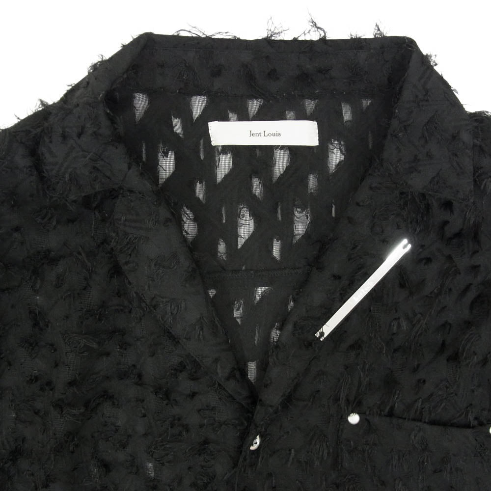 ジェントルイス 2504-JLS-FBL0010 Fringe Open-Collar Shirt フリンジ オープンカラー 長袖 シャツ ブラック系 L【中古】