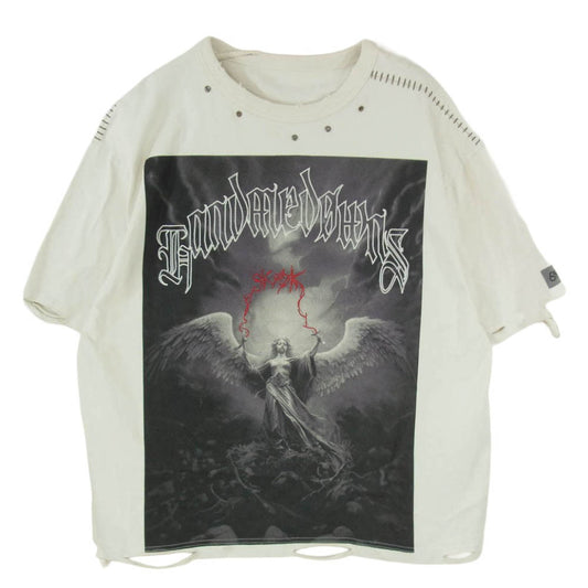 スクート BITE T-SHIRT バイト コットン ダメージ加工 グラフィック プリント 半袖 Tシャツ オフホワイト系 1【中古】