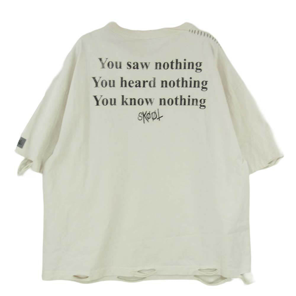 スクート BITE T-SHIRT バイト コットン ダメージ加工 グラフィック プリント 半袖 Tシャツ オフホワイト系 1【中古】