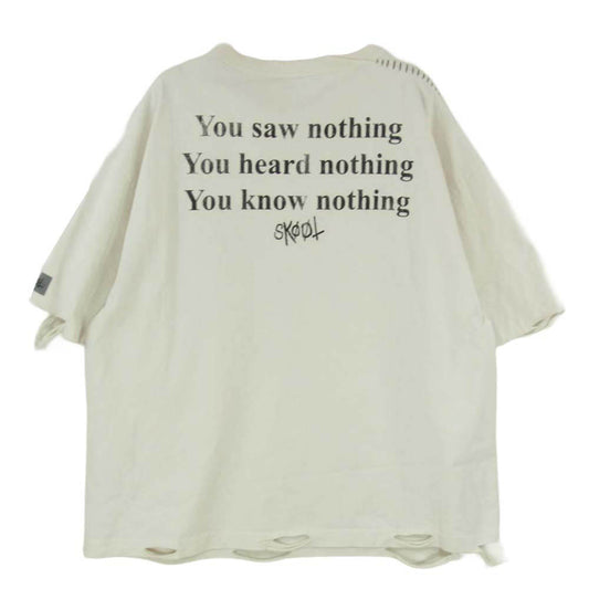 スクート BITE T-SHIRT バイト コットン ダメージ加工 グラフィック プリント 半袖 Tシャツ オフホワイト系 1【中古】