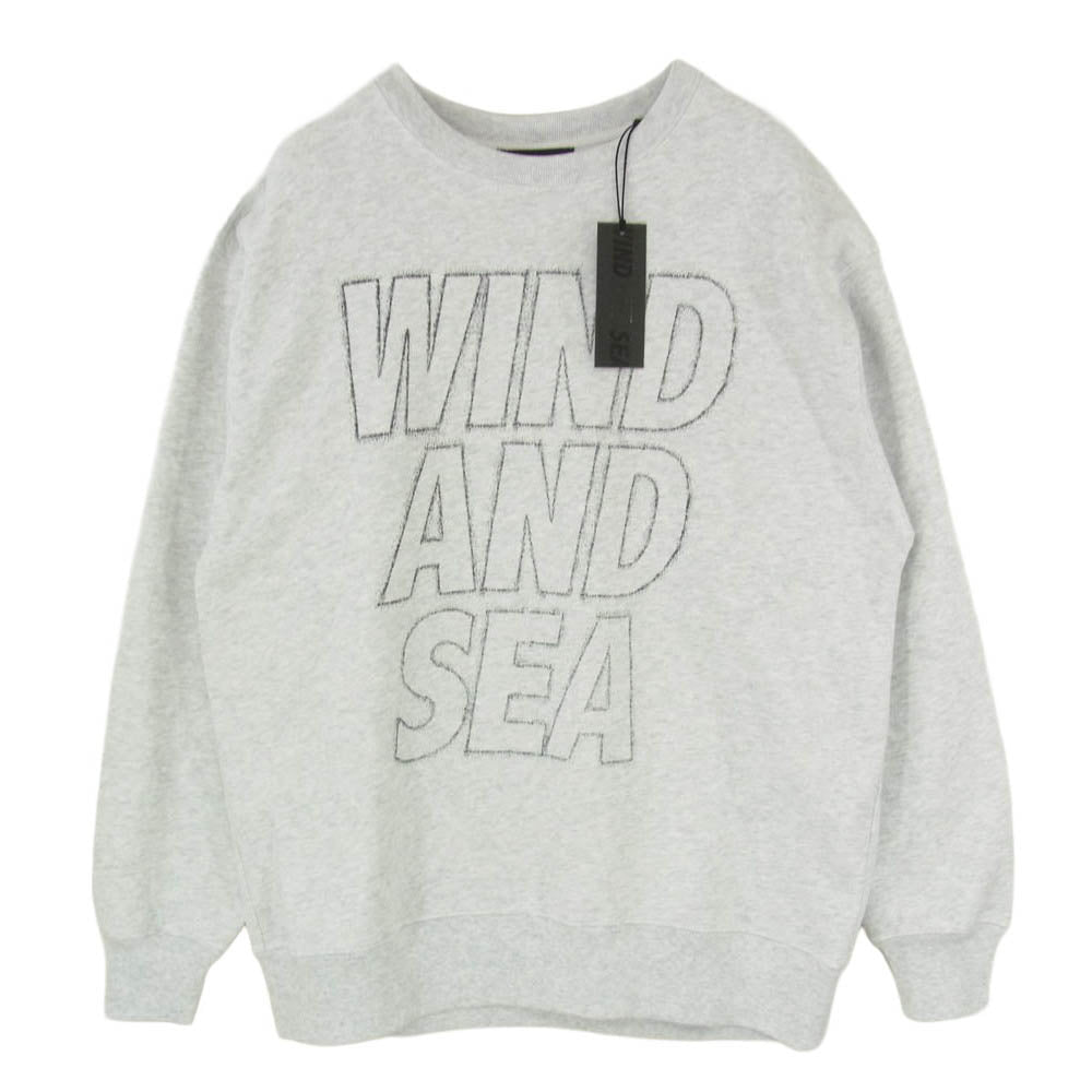 WIND AND SEA ウィンダンシー 25AW WDS-O-CLCS-25-Q3-CS-01 METALLIC CREWNECK SWEATSHIRT メタリック ロゴプリント クルーネックスウェットシャツ トレーナー グレー系 L【新古品】【未使用】【中古】
