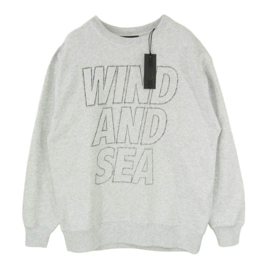 WIND AND SEA ウィンダンシー 25AW WDS-O-CLCS-25-Q3-CS-01 METALLIC CREWNECK SWEATSHIRT メタリック ロゴプリント クルーネックスウェットシャツ トレーナー グレー系 L【新古品】【未使用】【中古】