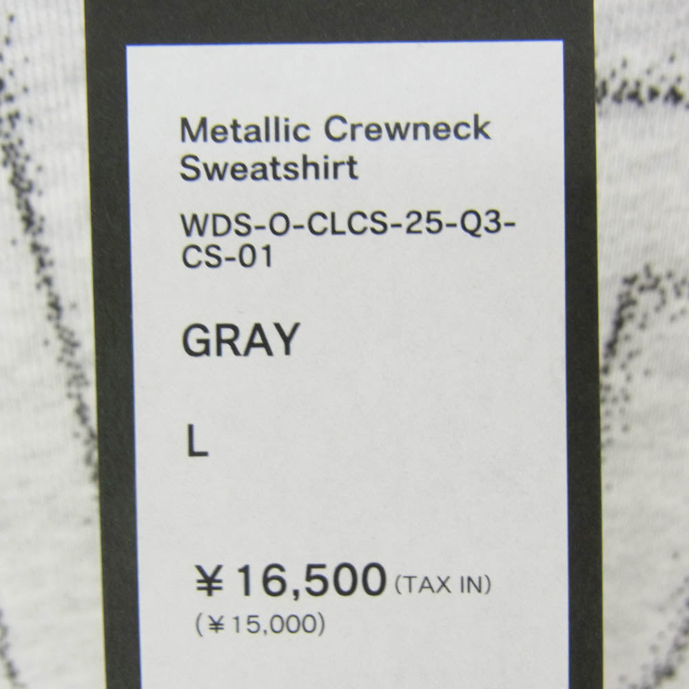 WIND AND SEA ウィンダンシー 25AW WDS-O-CLCS-25-Q3-CS-01 METALLIC CREWNECK SWEATSHIRT メタリック ロゴプリント クルーネックスウェットシャツ トレーナー グレー系 L【新古品】【未使用】【中古】