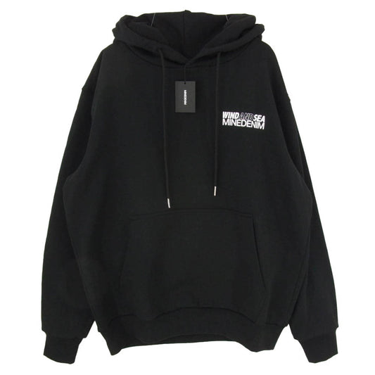 WIND AND SEA ウィンダンシー MINEDENIM マインデニム 24SS 24MND-WAS007-99-L2 ×MINEDENIM Photo Hoodie マインデニム フォト フーディー ロゴ プリント パーカー ブラック系 L【新古品】【未使用】【中古】