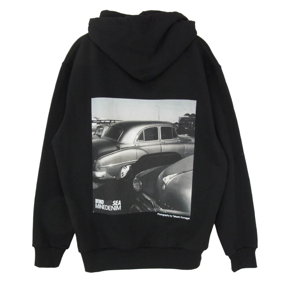 WIND AND SEA ウィンダンシー MINEDENIM マインデニム 24SS 24MND-WAS007-99-L2 ×MINEDENIM Photo Hoodie マインデニム フォト フーディー ロゴ プリント パーカー ブラック系 L【新古品】【未使用】【中古】