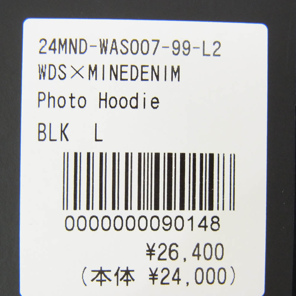 WIND AND SEA ウィンダンシー MINEDENIM マインデニム 24SS 24MND-WAS007-99-L2 ×MINEDENIM Photo Hoodie マインデニム フォト フーディー ロゴ プリント パーカー ブラック系 L【新古品】【未使用】【中古】