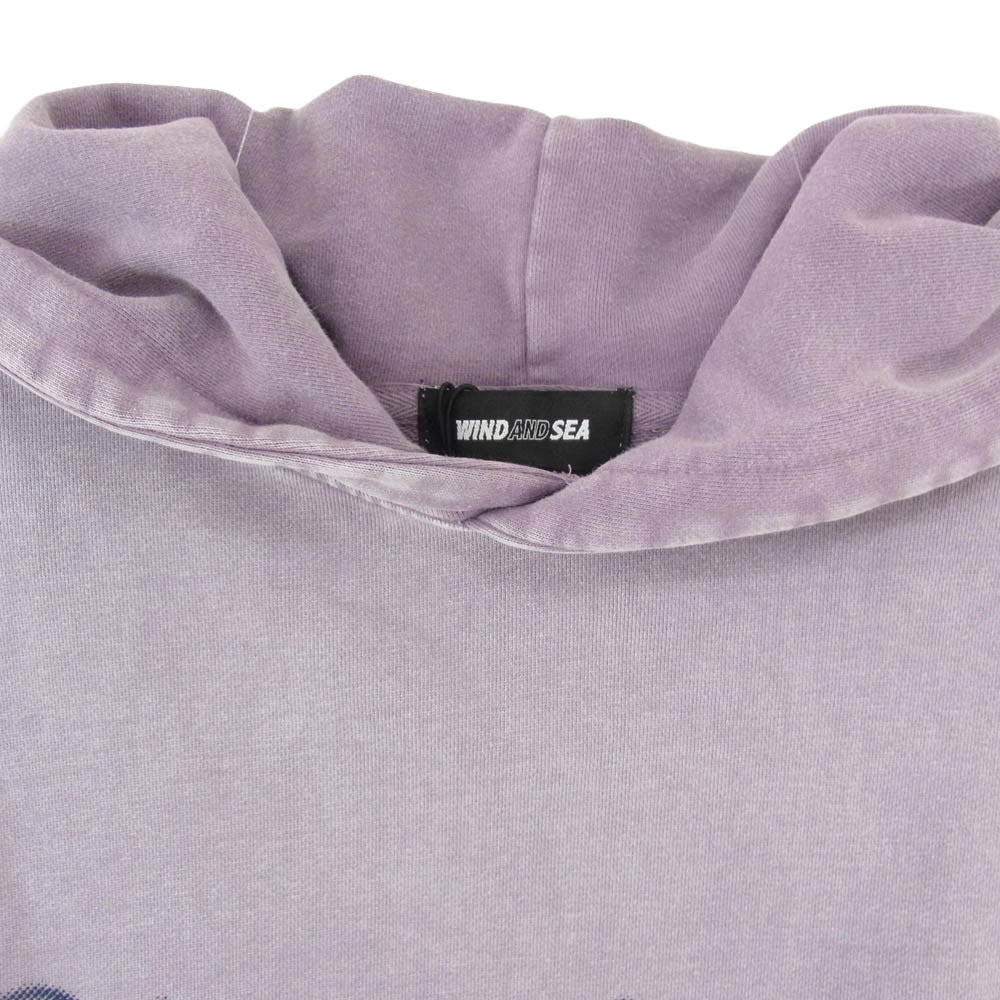 WIND AND SEA ウィンダンシー 25AW WDS-O-CLCS-25-Q3-CS-05 USED加工 Hooded Sweatshirt フェード加工 フロントプリント フーデッド スウェット シャツ プルオーバー パーカー M パープル系 M【新古品】【未使用】【中古】
