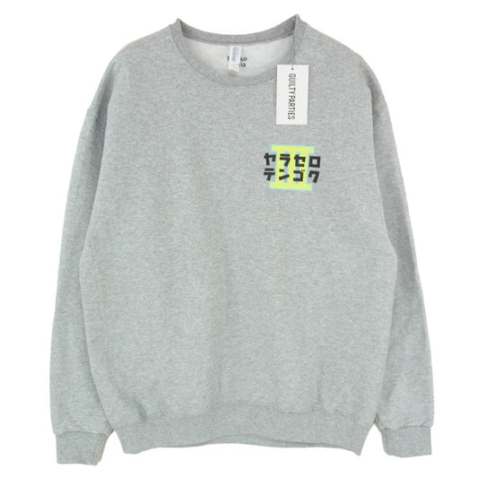 WACKO MARIA ワコマリア 25AW なるきよ-WM-SS03 × なるきよ CREW NECK SWEAT SHIRT ヤラセロテンゴク クルーネック スウェット シャツ トレーナー グレー系 L【新古品】【未使用】【中古】