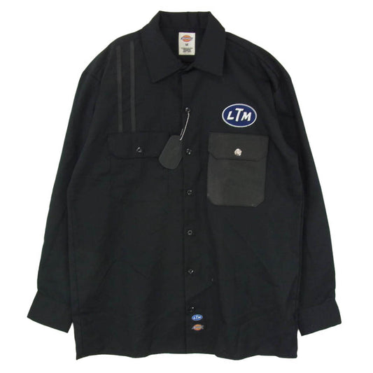 ラストマン 252LM-SH03 × DICKIES ディッキーズ WORK SHIRTS レザー切替 ワーク シャツ ブラック系 M【新古品】【未使用】【中古】