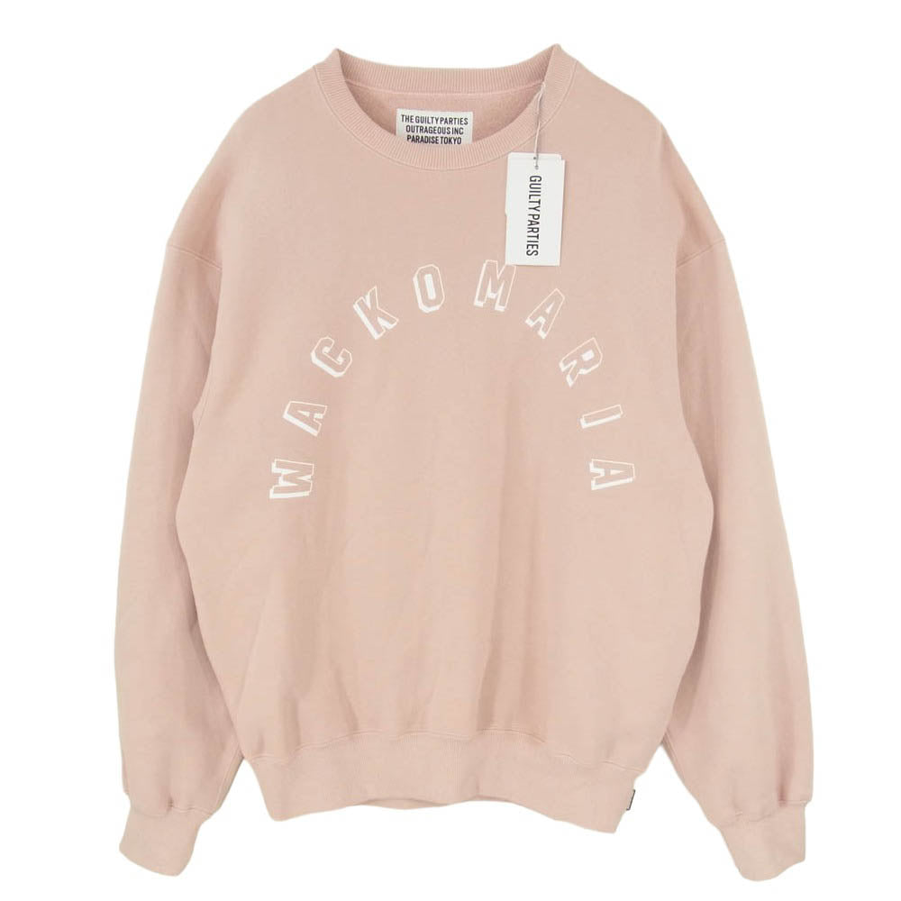 WACKO MARIA ワコマリア 26SS 26SS-WMC-SS08 MIDDLE WEIGHT SWEAT SHIRT アーチロゴ ミドルウェイトスウェットシャツ トレーナー ピンク系 L【新古品】【未使用】【中古】