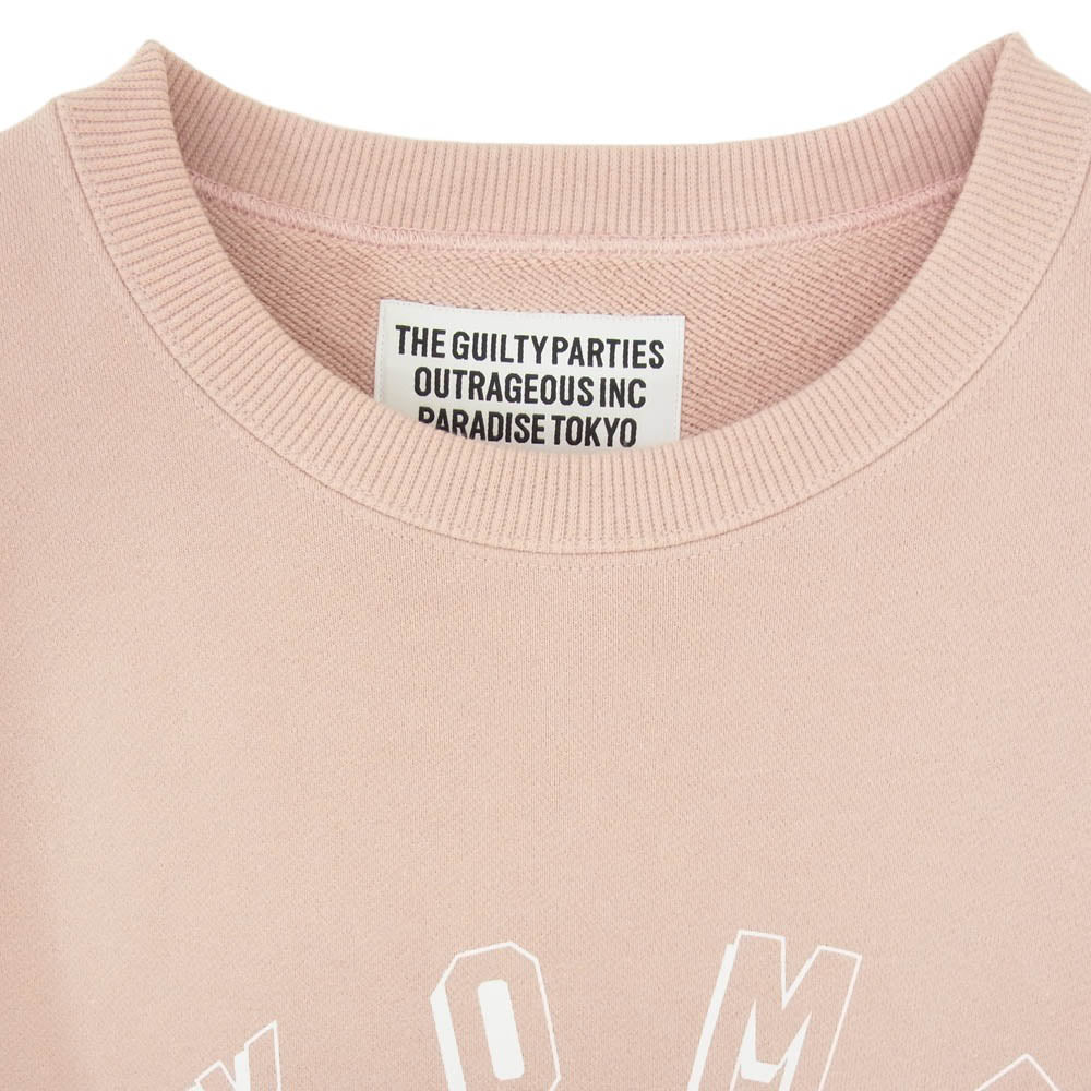 WACKO MARIA ワコマリア 26SS 26SS-WMC-SS08 MIDDLE WEIGHT SWEAT SHIRT アーチロゴ ミドルウェイトスウェットシャツ トレーナー ピンク系 L【新古品】【未使用】【中古】