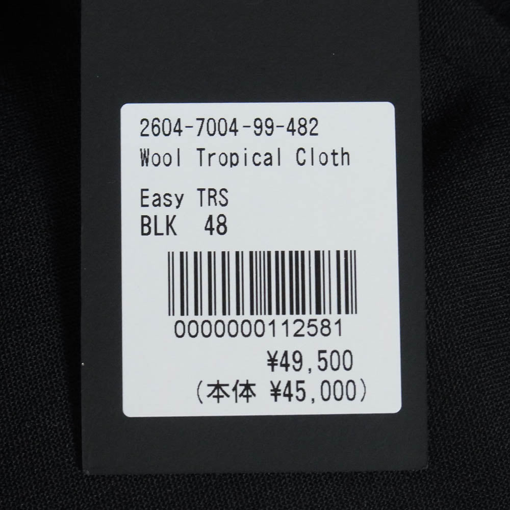 MINEDENIM マインデニム 26SS 2604-7004-99-482 Wool Tropical Cloth Easy TRS ウール トロピカル クロース イージー トラウザーズ パンツ ブラック系 48【新古品】【未使用】【中古】