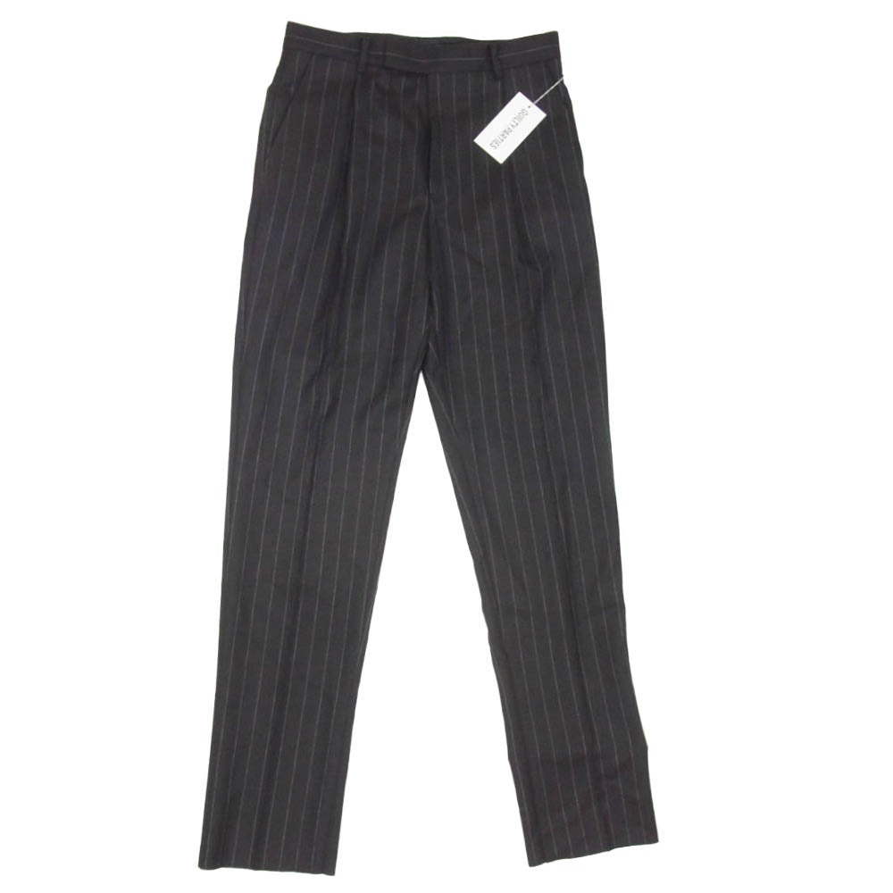 WACKO MARIA ワコマリア 25AW 25FW-WMP-TR29 PLEATED TROUSERS (TYPE-2) プリーツ トラウザーズ ストライプ テーパード ワイド スラックスパンツ ブラック系 M【新古品】【未使用】【中古】