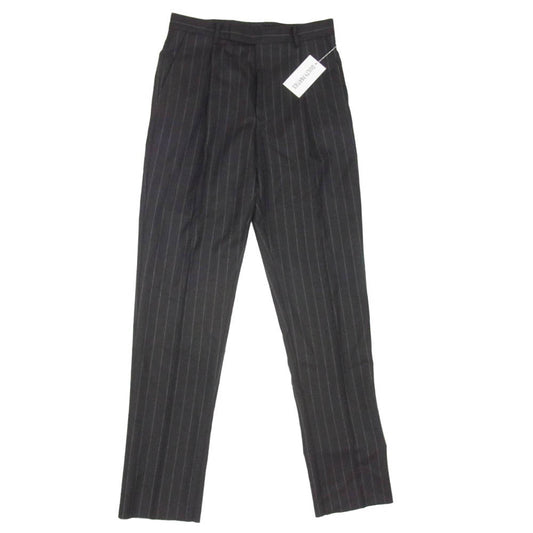 WACKO MARIA ワコマリア 25AW 25FW-WMP-TR29 PLEATED TROUSERS (TYPE-2) プリーツ トラウザーズ ストライプ テーパード ワイド スラックスパンツ ブラック系 M【新古品】【未使用】【中古】