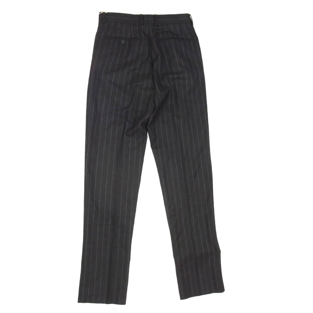 WACKO MARIA ワコマリア 25AW 25FW-WMP-TR29 PLEATED TROUSERS (TYPE-2) プリーツ トラウザーズ ストライプ テーパード ワイド スラックスパンツ ブラック系 M【新古品】【未使用】【中古】