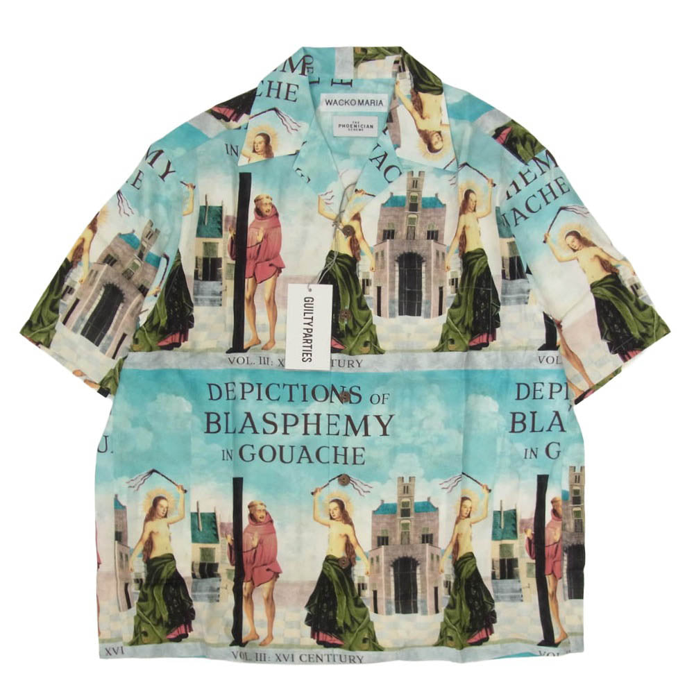 WACKO MARIA ワコマリア 26SS TPS-WM-HI05 T.P.S. S/S HAWAIIAN SHIRT TYPE-5 ハワイアン アロハ 開襟 オープンカラー 半袖 シャツ ブルー系 S【新古品】【未使用】【中古】