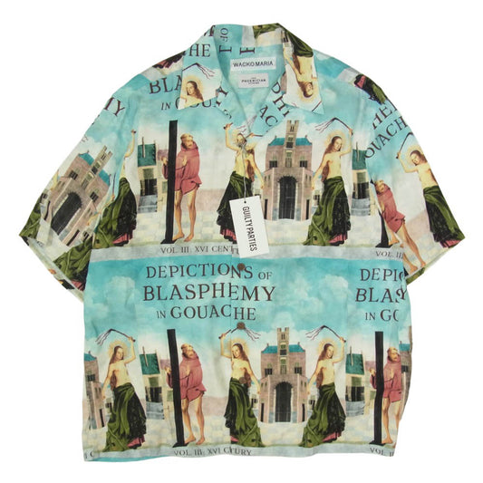 WACKO MARIA ワコマリア 26SS TPS-WM-HI05 T.P.S. S/S HAWAIIAN SHIRT TYPE-5 ハワイアン アロハ 開襟 オープンカラー 半袖 シャツ ブルー系 M【新古品】【未使用】【中古】