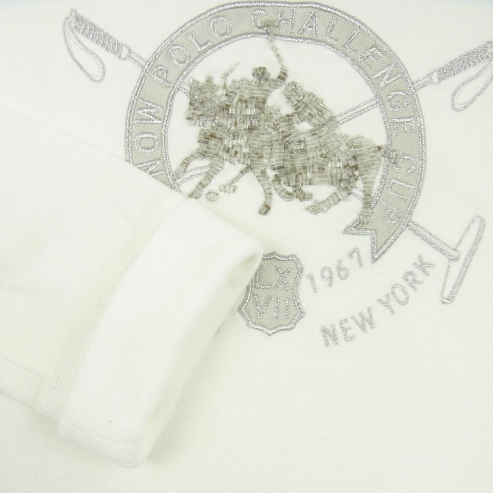 RALPH LAUREN ラルフローレン グラスビーズ刺繍 ロゴ プルオーバー スウェット トレーナー アイボリー系 5f【中古】