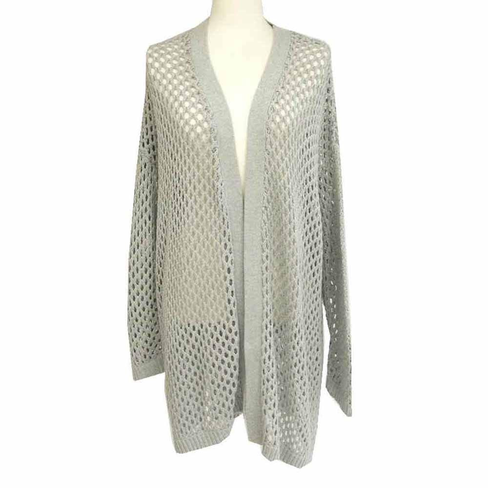 ミズイロインド 1-229611 mesh knitting wide CD メッシュ 透かし編み ニット ワイド カーディガン グレー系【中古】