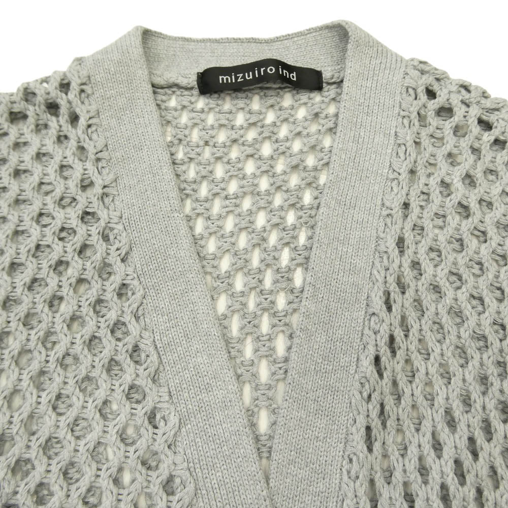 ミズイロインド 1-229611 mesh knitting wide CD メッシュ 透かし編み ニット ワイド カーディガン グレー系【中古】