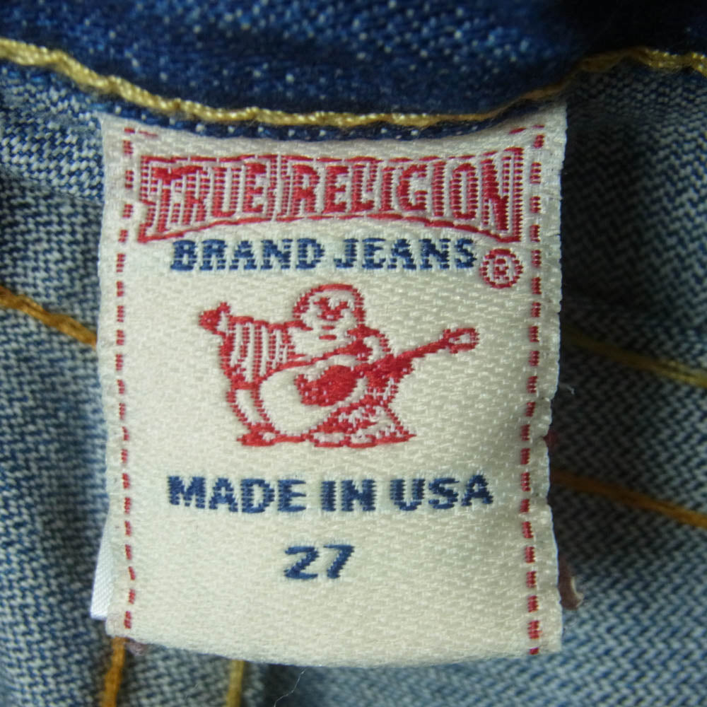 TRUE RELIGION トゥルーレリジョン 24-572OM USA製 ローライズ 加工 デニム パンツ インディゴブルー系 27【中古】