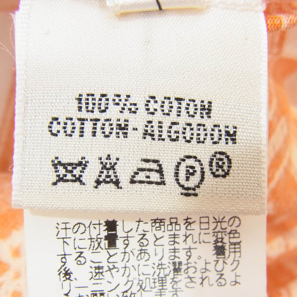 HERMES エルメス マルジェラ期 ボルデュック リボン 総柄 コットン 半袖 Tシャツ オレンジ系 ホワイト系 L【中古】