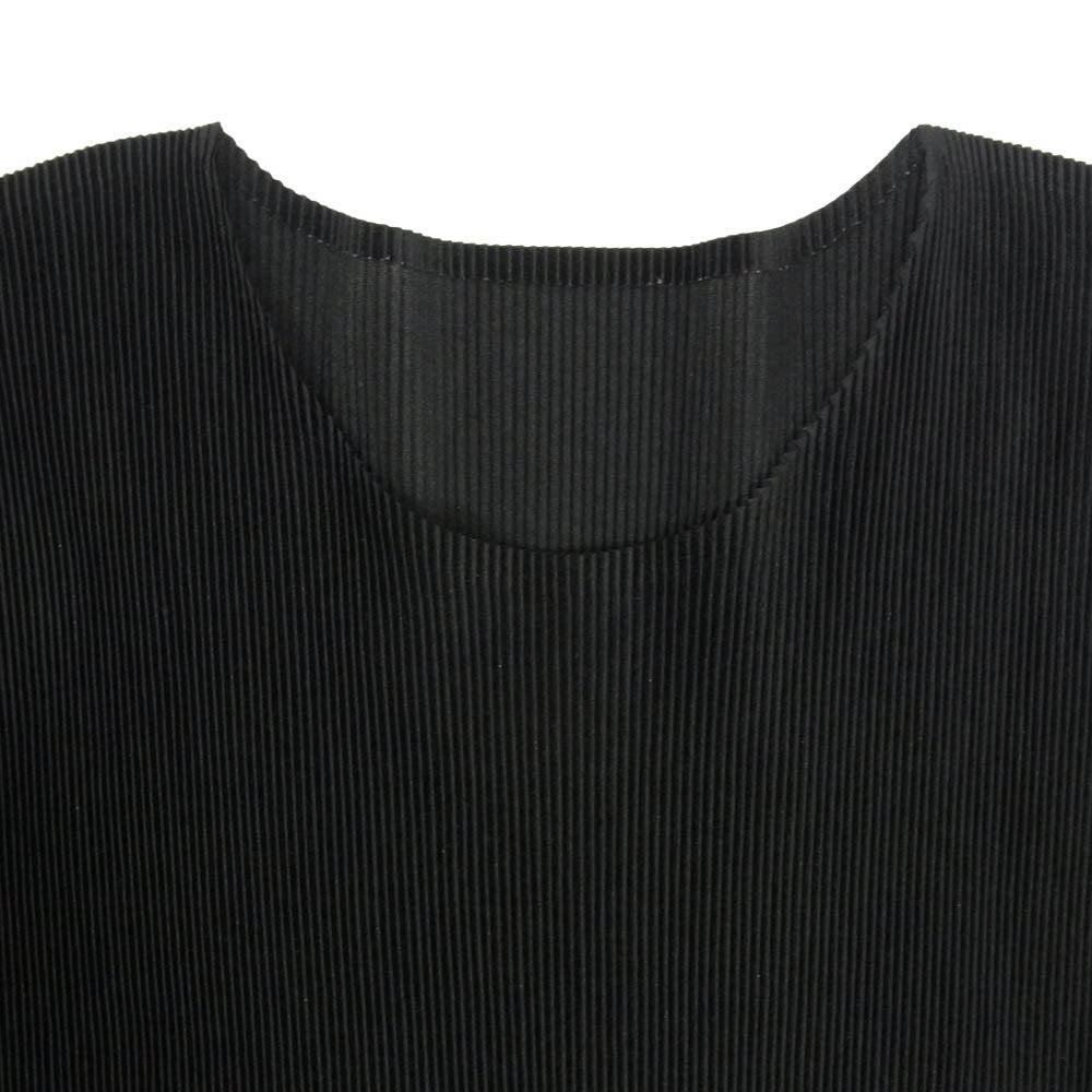 PLEATS PLEASE プリーツプリーズ イッセイミヤケ PP02FK103 プリーツ加工 細プリーツ 七分袖 カットソー ブラック系 3【中古】