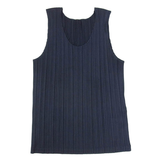 PLEATS PLEASE プリーツプリーズ イッセイミヤケ PP21-JK204 プリーツ加工 ノースリーブ カットソー ネイビー系 3【中古】
