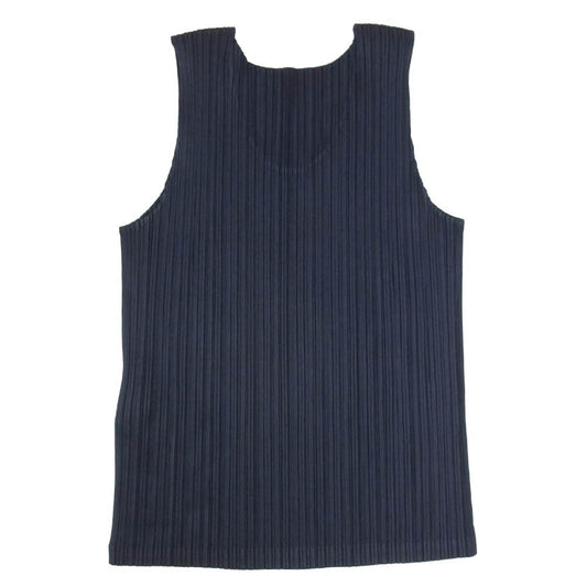 PLEATS PLEASE プリーツプリーズ イッセイミヤケ PP21-JK204 プリーツ加工 ノースリーブ カットソー ネイビー系 3【中古】