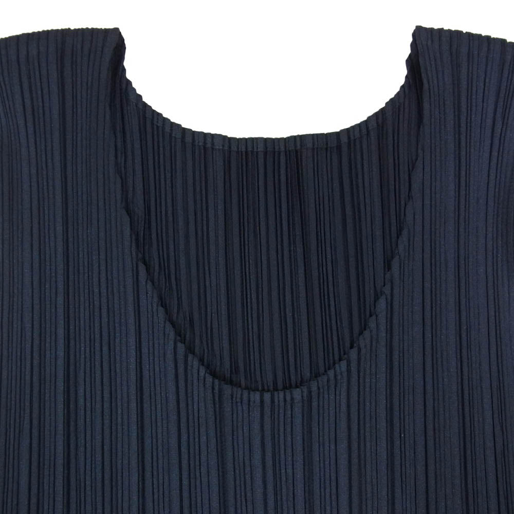 PLEATS PLEASE プリーツプリーズ イッセイミヤケ PP21-JK204 プリーツ加工 ノースリーブ カットソー ネイビー系 3【中古】