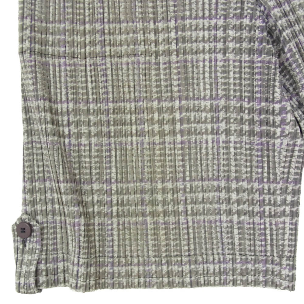 PLEATS PLEASE プリーツプリーズ イッセイミヤケ PP83-JF452 プリーツ加工 千鳥格子 ハーフ ショート パンツ グレー系 3【中古】