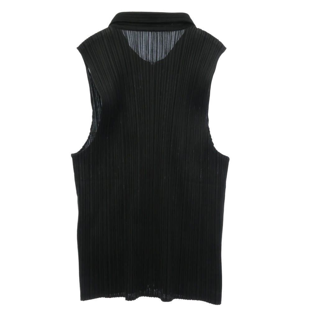 PLEATS PLEASE プリーツプリーズ イッセイミヤケ PP04-JE384 プリーツ加工 フルジップ 襟付き ベスト ジャケット ブラック系 3【中古】