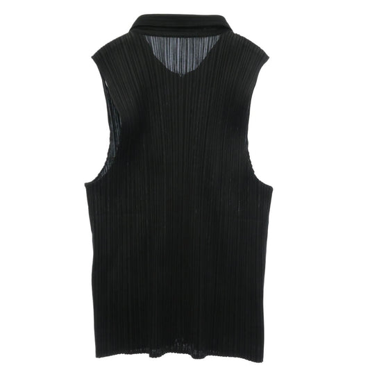 PLEATS PLEASE プリーツプリーズ イッセイミヤケ PP04-JE384 プリーツ加工 フルジップ 襟付き ベスト ジャケット ブラック系 3【中古】