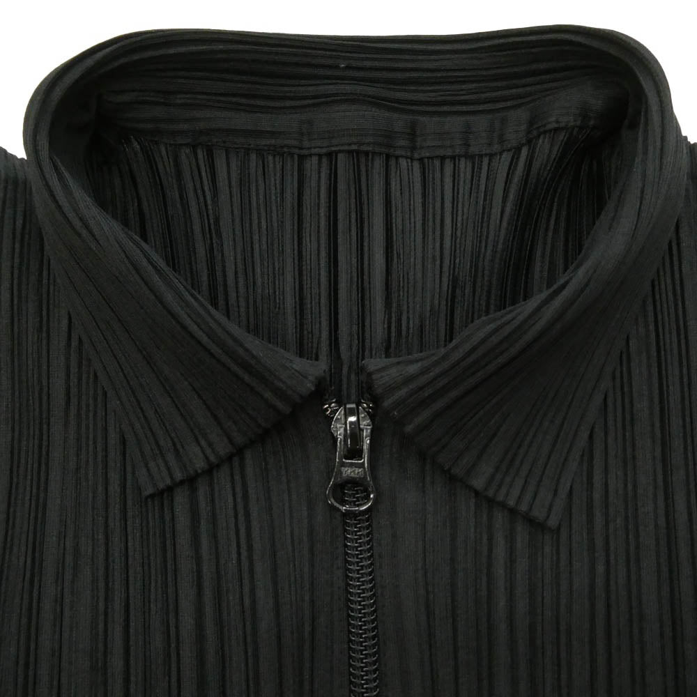 PLEATS PLEASE プリーツプリーズ イッセイミヤケ PP04-JE384 プリーツ加工 フルジップ 襟付き ベスト ジャケット ブラック系 3【中古】