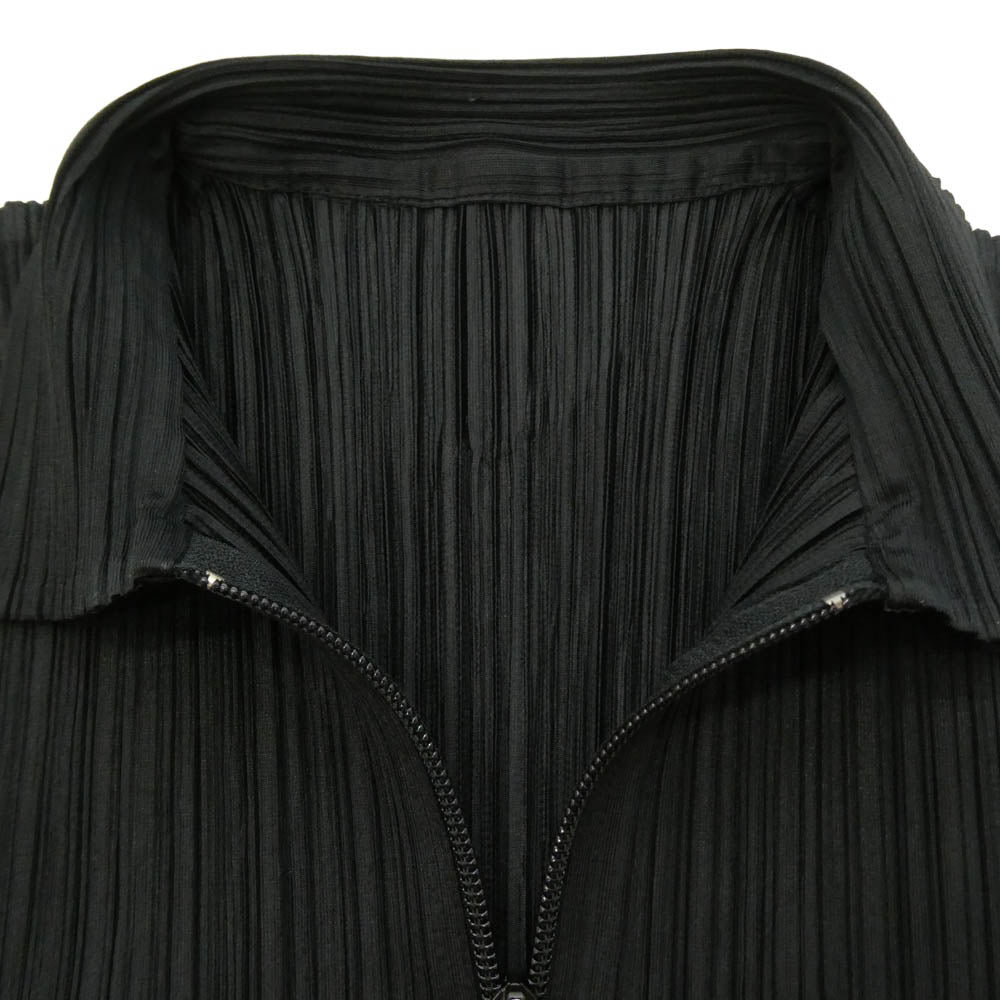 PLEATS PLEASE プリーツプリーズ イッセイミヤケ PP04-JE384 プリーツ加工 フルジップ 襟付き ベスト ジャケット ブラック系 3【中古】